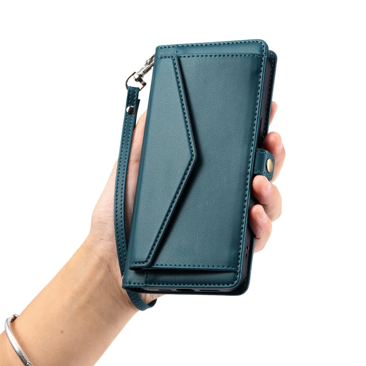 For Samsung Galaxy S25 Ultra 5G Wallet Multi-card Slot Leather Phone Case with Lanyard(Green) - Galaxy S25 Ultra 5G Cases by PMC TechLife | Online Shopping South Africa | PMC TechLife | Buy Now Pay Later Mobicred