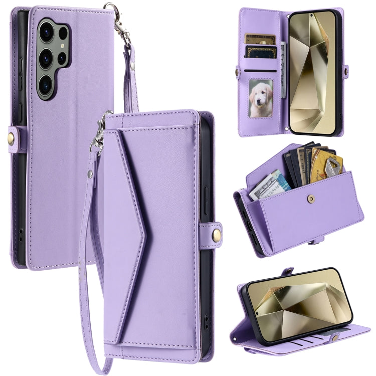 For Samsung Galaxy S25 Ultra 5G Wallet Multi-card Slot Leather Phone Case with Lanyard(Purple) - Galaxy S25 Ultra 5G Cases by PMC TechLife | Online Shopping South Africa | PMC TechLife | Buy Now Pay Later Mobicred