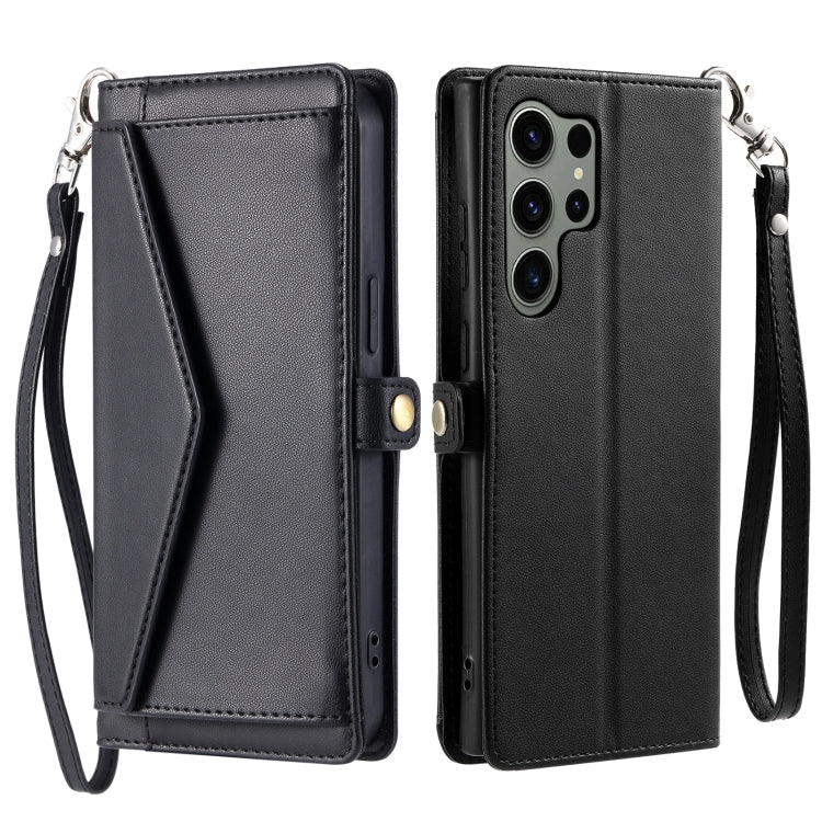 For Samsung Galaxy S25 Ultra 5G Wallet Multi-card Slot Leather Phone Case with Lanyard(Black) - Galaxy S25 Ultra 5G Cases by PMC TechLife | Online Shopping South Africa | PMC TechLife | Buy Now Pay Later Mobicred