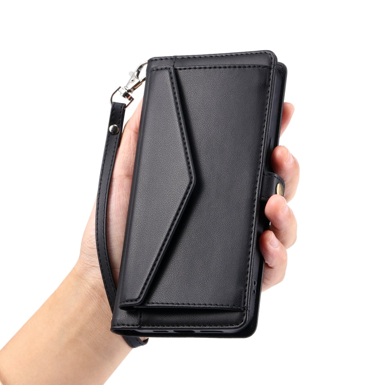 For Samsung Galaxy S25 Ultra 5G Wallet Multi-card Slot Leather Phone Case with Lanyard(Black) - Galaxy S25 Ultra 5G Cases by PMC TechLife | Online Shopping South Africa | PMC TechLife | Buy Now Pay Later Mobicred