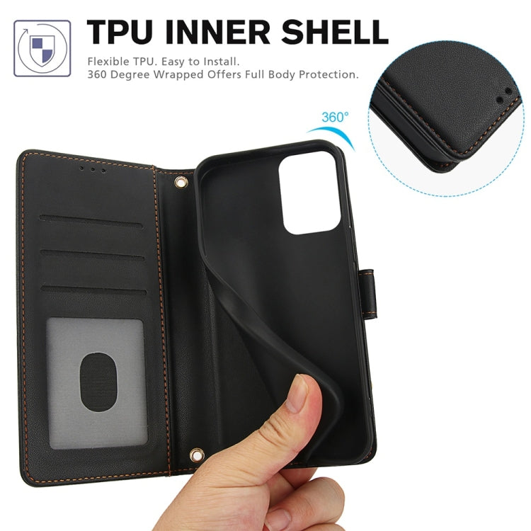 For Motorola Moto G Play 2024 Skin Feel Pure Color Card Slots Leather Phone Case with Dual Lanyard(Black) - Motorola Cases by PMC Jewellery | Online Shopping South Africa | PMC Jewellery | Buy Now Pay Later Mobicred