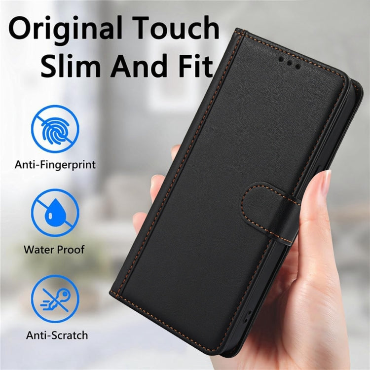 For Motorola Moto G Play 2024 Skin Feel Pure Color Card Slots Leather Phone Case with Dual Lanyard(Black) - Motorola Cases by PMC Jewellery | Online Shopping South Africa | PMC Jewellery | Buy Now Pay Later Mobicred