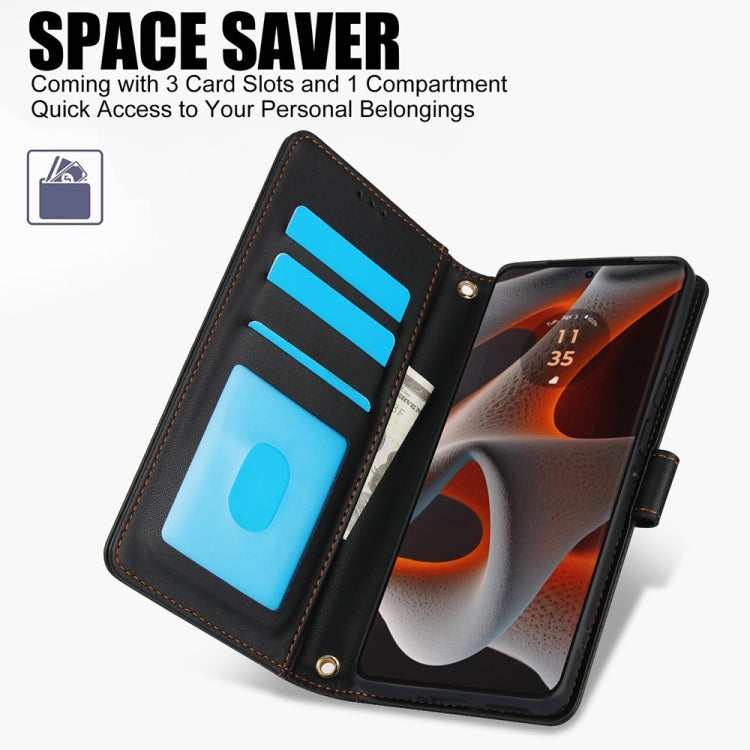 For Motorola Moto G Power 5G 2024 Skin Feel Pure Color Card Slots Leather Phone Case with Dual Lanyard(Black) - Motorola Cases by PMC Jewellery | Online Shopping South Africa | PMC Jewellery | Buy Now Pay Later Mobicred