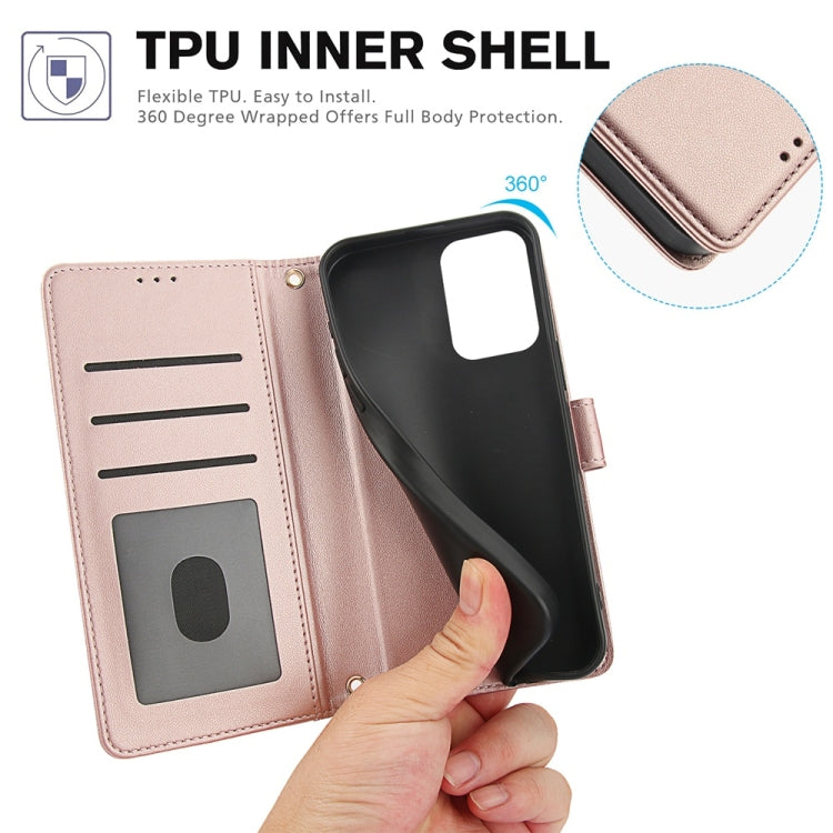 For Motorola Moto G Power 5G 2024 Skin Feel Pure Color Card Slots Leather Phone Case with Dual Lanyard(Rose Gold) - Motorola Cases by PMC Jewellery | Online Shopping South Africa | PMC Jewellery | Buy Now Pay Later Mobicred