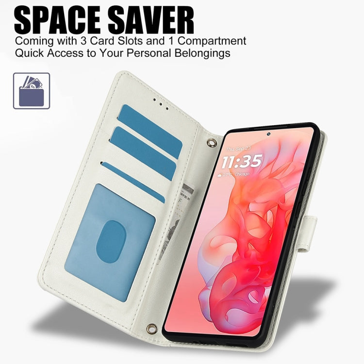 For Motorola Moto G Stylus 5G 2024 Skin Feel Pure Color Card Slots Leather Phone Case with Dual Lanyard(White) - Motorola Cases by PMC Jewellery | Online Shopping South Africa | PMC Jewellery | Buy Now Pay Later Mobicred