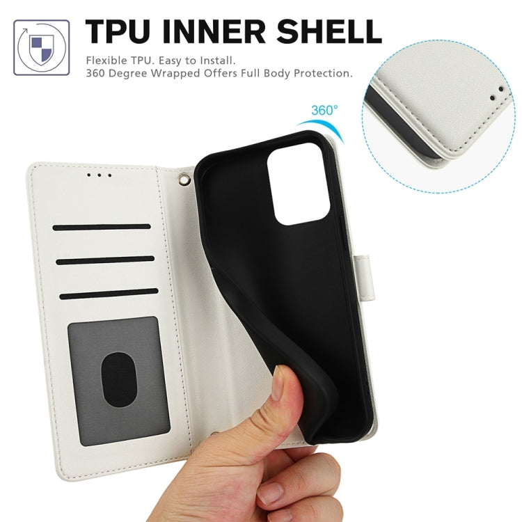 For Motorola Moto G Stylus 5G 2024 Skin Feel Pure Color Card Slots Leather Phone Case with Dual Lanyard(White) - Motorola Cases by PMC Jewellery | Online Shopping South Africa | PMC Jewellery | Buy Now Pay Later Mobicred