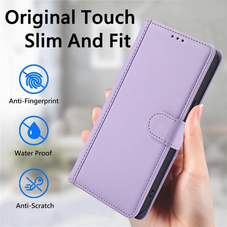 For Samsung Galaxy S25+ 5G Skin Feel Pure Color Card Slots Leather Phone Case with Dual Lanyard(Purple) - Galaxy S25+ 5G Cases by PMC TechLife | Online Shopping South Africa | PMC TechLife | Buy Now Pay Later Mobicred