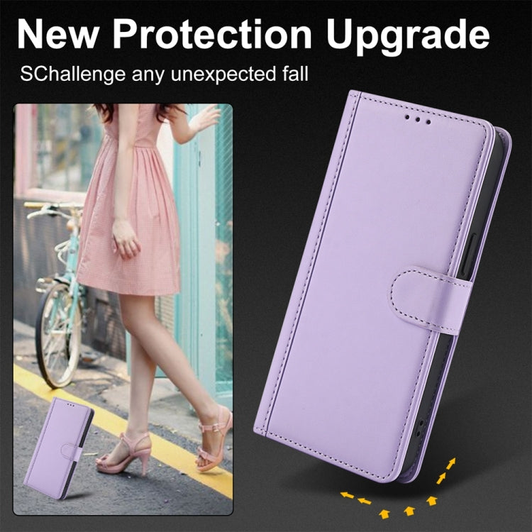 For Samsung Galaxy S25+ 5G Skin Feel Pure Color Card Slots Leather Phone Case with Dual Lanyard(Purple) - Galaxy S25+ 5G Cases by PMC TechLife | Online Shopping South Africa | PMC TechLife | Buy Now Pay Later Mobicred