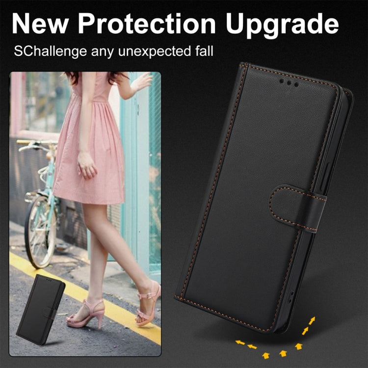 For Samsung Galaxy S25 5G Skin Feel Pure Color Card Slots Leather Phone Case with Dual Lanyard(Black) - Galaxy S25 5G Cases by PMC TechLife | Online Shopping South Africa | PMC TechLife | Buy Now Pay Later Mobicred