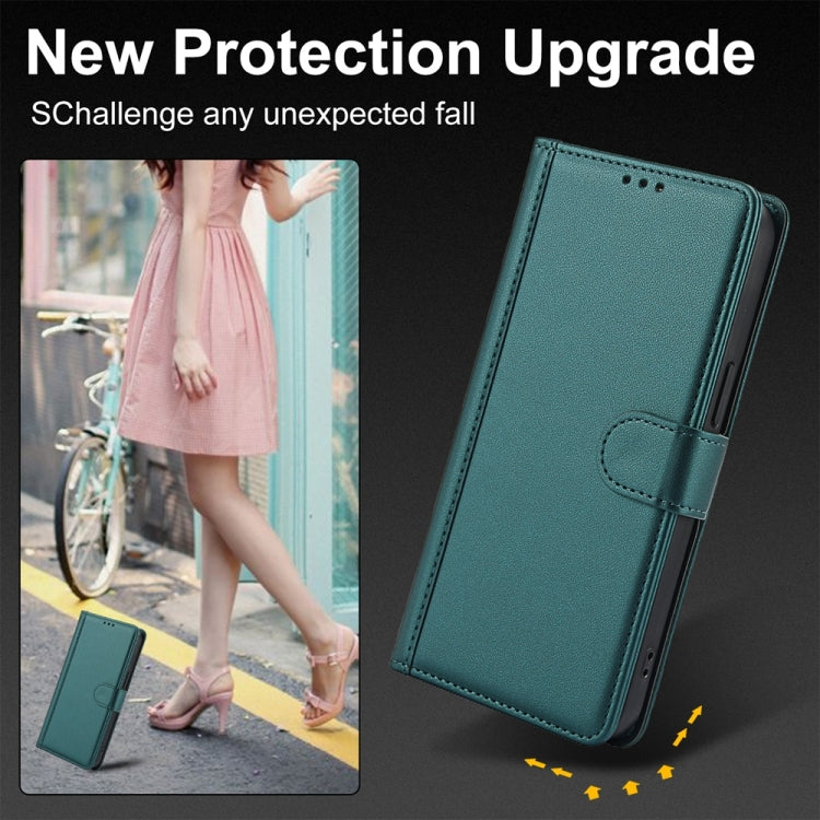 For Samsung Galaxy S25 5G Skin Feel Pure Color Card Slots Leather Phone Case with Dual Lanyard(Green) - Galaxy S25 5G Cases by PMC TechLife | Online Shopping South Africa | PMC TechLife | Buy Now Pay Later Mobicred