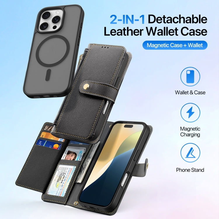 For iPhone 16 Pro DUX DUCIS Lawa Series 2 in 1 Wallet Zipper Detachable MagSafe Phone Case with Lanyard(Black) - free shipping - PMC Jewellery - Order now!