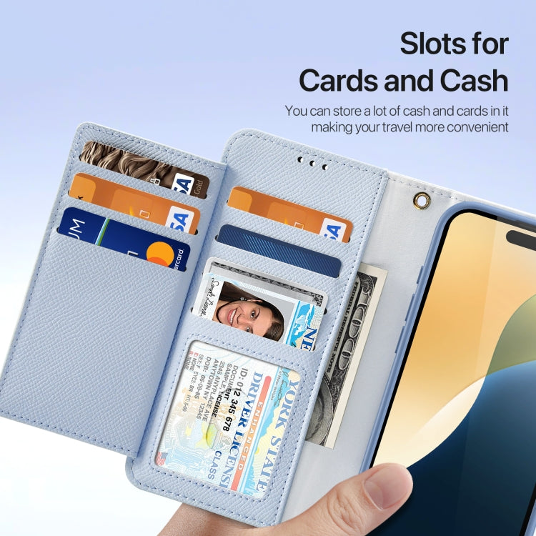 For iPhone 16 Pro DUX DUCIS Lawa Series 2 in 1 Wallet Zipper Detachable MagSafe Phone Case with Lanyard(Light Blue) - free shipping - PMC Jewellery - Order now!