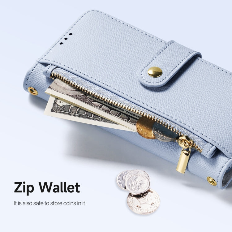 For iPhone 16 Pro DUX DUCIS Lawa Series 2 in 1 Wallet Zipper Detachable MagSafe Phone Case with Lanyard(Light Blue) - free shipping - PMC Jewellery - Order now!
