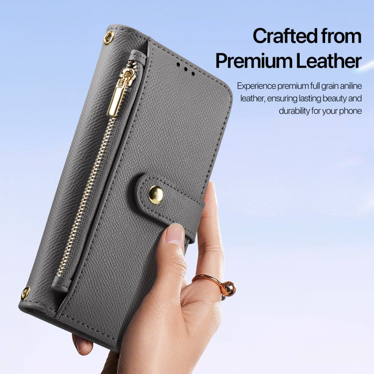 For iPhone 16 DUX DUCIS Lawa Series 2 in 1 Wallet Zipper Detachable MagSafe Phone Case with Lanyard(Grey) - free shipping - PMC Jewellery - Order now!