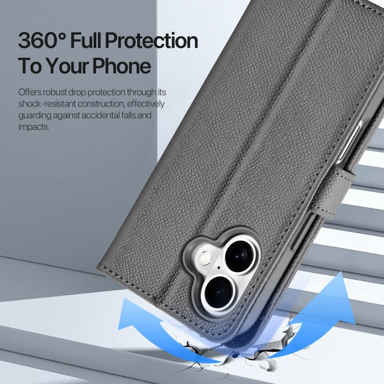 For iPhone 16 DUX DUCIS Lawa Series 2 in 1 Wallet Zipper Detachable MagSafe Phone Case with Lanyard(Grey) - free shipping - PMC Jewellery - Order now!