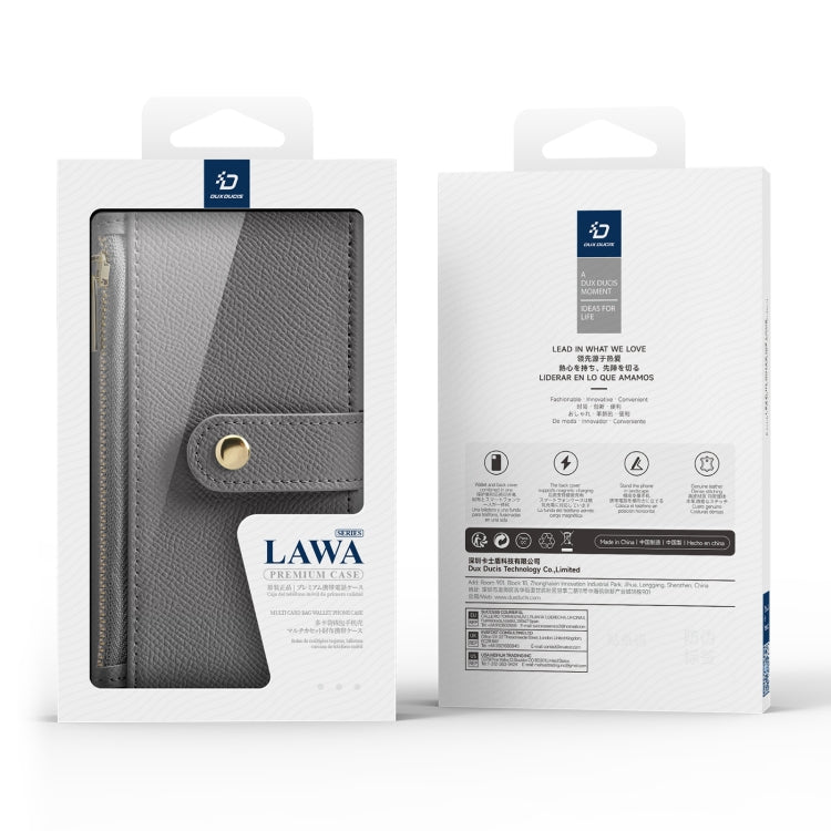 For iPhone 16 DUX DUCIS Lawa Series 2 in 1 Wallet Zipper Detachable MagSafe Phone Case with Lanyard(Grey) - free shipping - PMC Jewellery - Order now!
