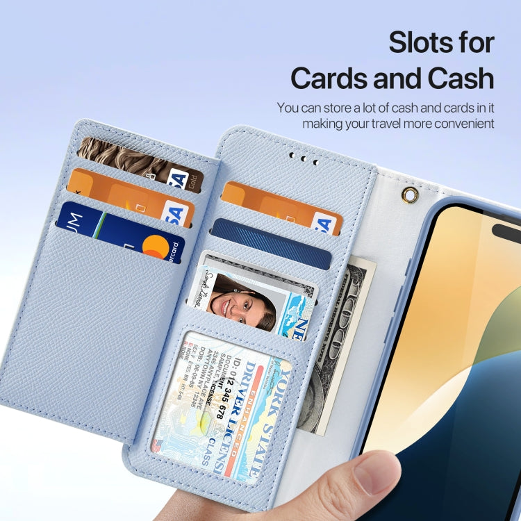 For iPhone 16 DUX DUCIS Lawa Series 2 in 1 Wallet Zipper Detachable MagSafe Phone Case with Lanyard(Light Blue) - free shipping - PMC Jewellery - Order now!