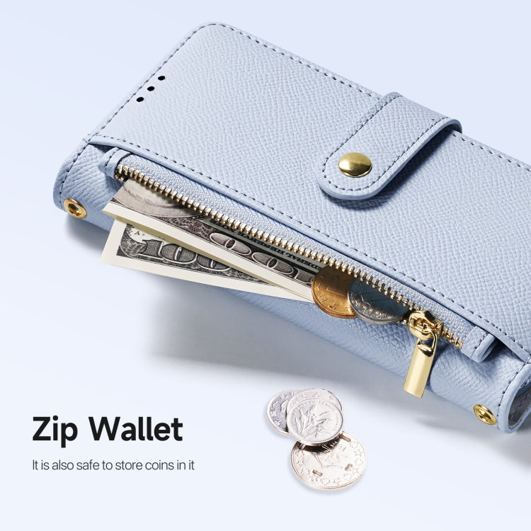 For iPhone 16 DUX DUCIS Lawa Series 2 in 1 Wallet Zipper Detachable MagSafe Phone Case with Lanyard(Light Blue) - free shipping - PMC Jewellery - Order now!