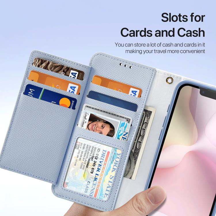 For iPhone 16e DUX DUCIS Lawa Series 2 in 1 Wallet Zipper Detachable MagSafe Phone Case with Lanyard(Light Blue) - free shipping - PMC TechLife - Order now!