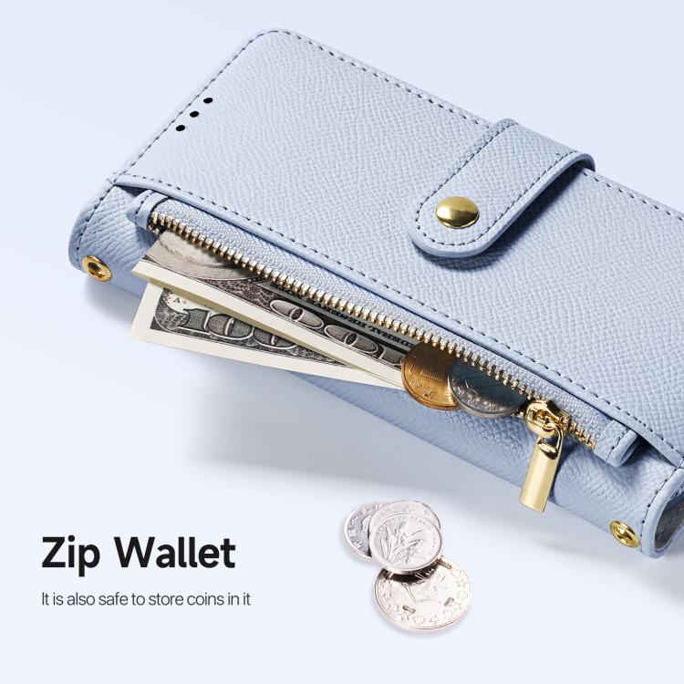 For iPhone 16e DUX DUCIS Lawa Series 2 in 1 Wallet Zipper Detachable MagSafe Phone Case with Lanyard(Light Blue) - free shipping - PMC TechLife - Order now!