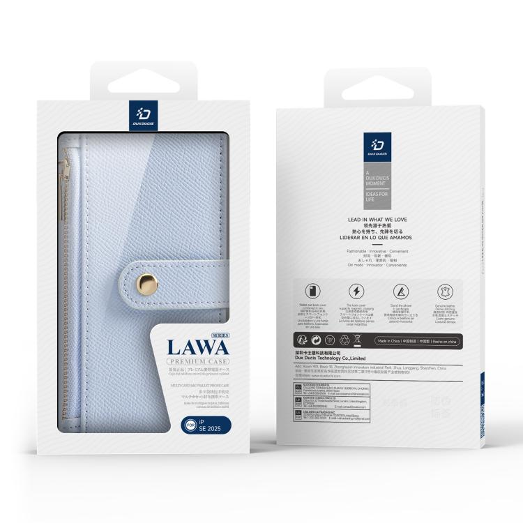 For iPhone 16e DUX DUCIS Lawa Series 2 in 1 Wallet Zipper Detachable MagSafe Phone Case with Lanyard(Light Blue) - free shipping - PMC TechLife - Order now!