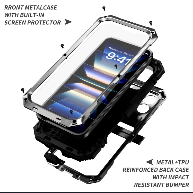 For iPhone 16 Plus R-JUST Life Waterproof Dustproof Shockproof Phone Case(Silver) - free shipping - PMC Jewellery - Order now!