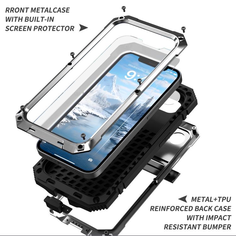 For iPhone 16e R-JUST Life Waterproof Dustproof Shockproof Phone Case(Silver) - iPhone 16e Cases by R-JUST | Online Shopping South Africa | PMC TechLife | Buy Now Pay Later Mobicred