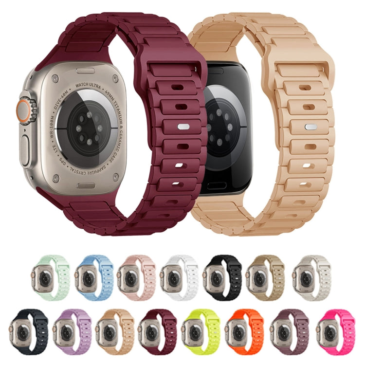 For Apple Watch SE 2023 44mm Tri-beads Loop Buckle Silicone Watch Band(Rose Red) - free shipping - PMc TechLife - Order now!