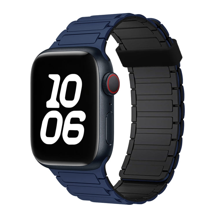 For Apple Watch SE 2023 44mm Tri-beads Magnetic Hoop Silicone Watch Band(Dark Blue Black) - free shipping - PMc TechLife - Order now!