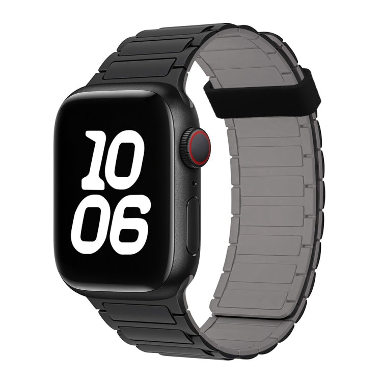 For Apple Watch SE 2023 40mm Tri-beads Magnetic Hoop Silicone Watch Band(Black Grey) - free shipping - PMc TechLife - Order now!