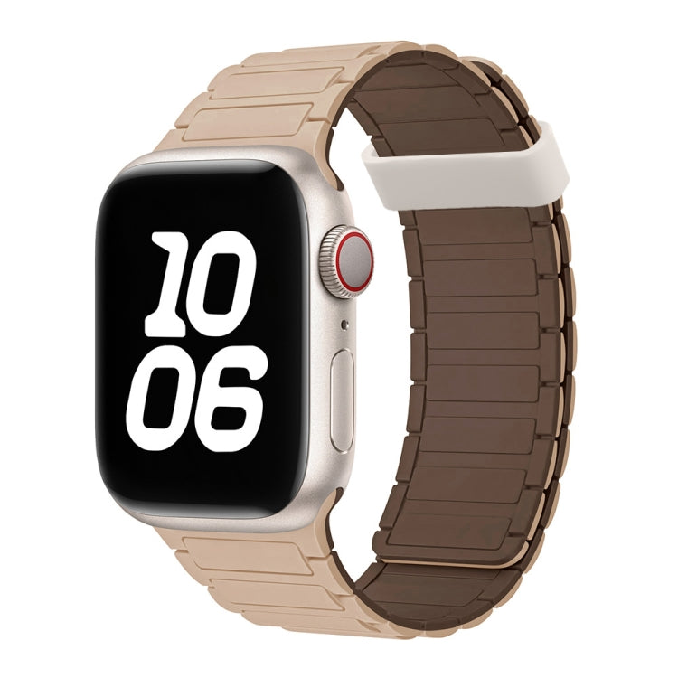 For Apple Watch Series 9 41mm Tri-beads Magnetic Hoop Silicone Watch Band(Milk Tea Chocolate) - free shipping - PMc TechLife - Order now!