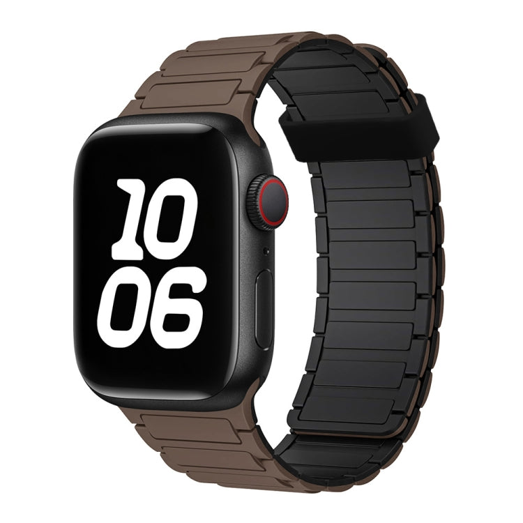 For Apple Watch SE 44mm Tri-beads Magnetic Hoop Silicone Watch Band(Chocolate Black) - free shipping - PMc TechLife - Order now!