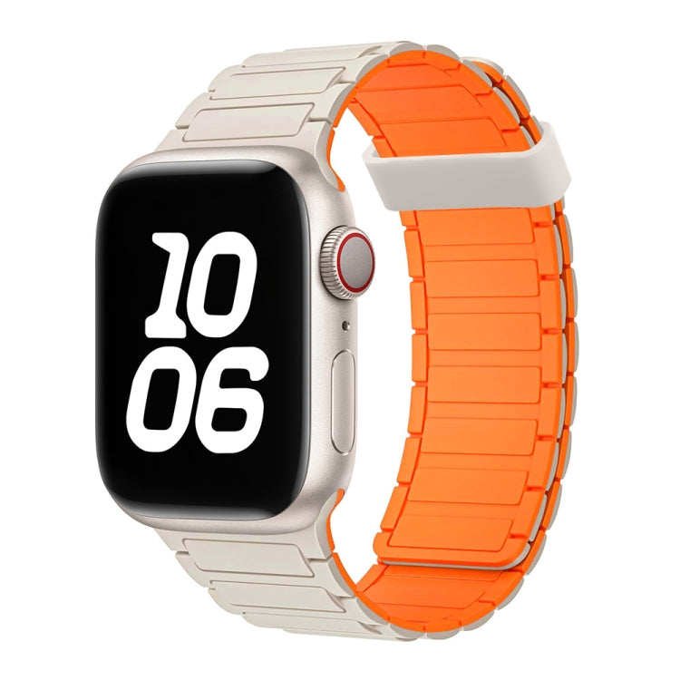 For Apple Watch Series 5 40mm Tri-beads Magnetic Hoop Silicone Watch Band(Starlight Orange) - free shipping - PMc TechLife - Order now!