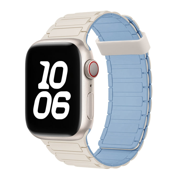For Apple Watch Series 4 44mm Tri-beads Magnetic Hoop Silicone Watch Band(White Fog Blue) - free shipping - PMc TechLife - Order now!