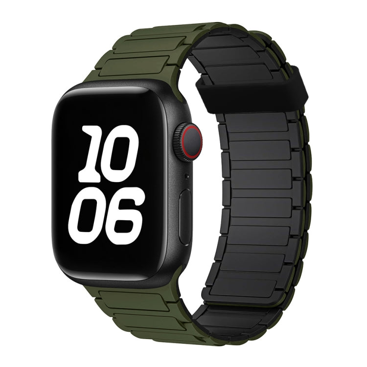 For Apple Watch Series 4 40mm Tri-beads Magnetic Hoop Silicone Watch Band(Army Green Black) - free shipping - PMc TechLife - Order now!