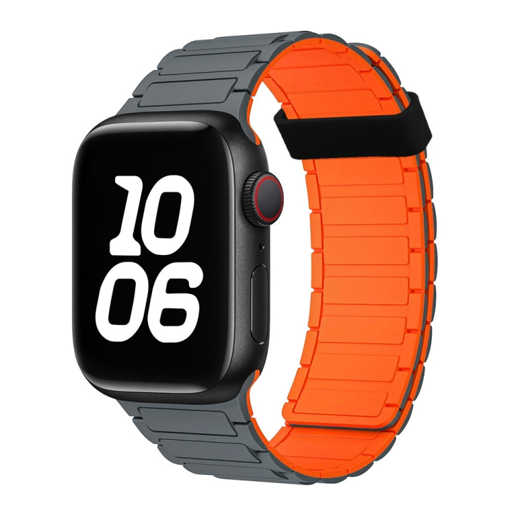 For Apple Watch Series 3 38mm Tri-beads Magnetic Hoop Silicone Watch Band(Grey Orange) - free shipping - PMc TechLife - Order now!