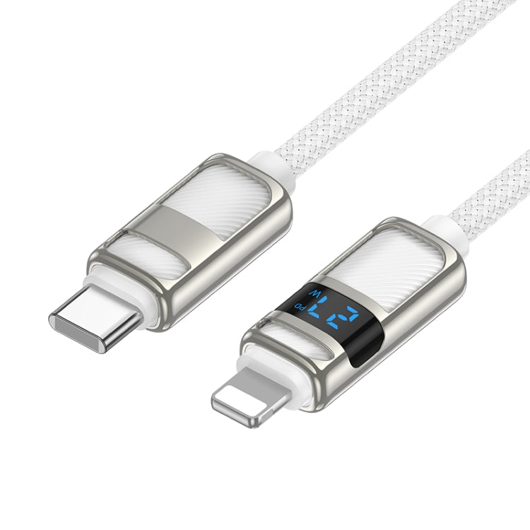 hoco U137 USB-C / Type-C to 8 Pin Line PD Charging Data Cable with Display, Length:1.2m(White) - free shipping - PMC Jewellery - Order now!