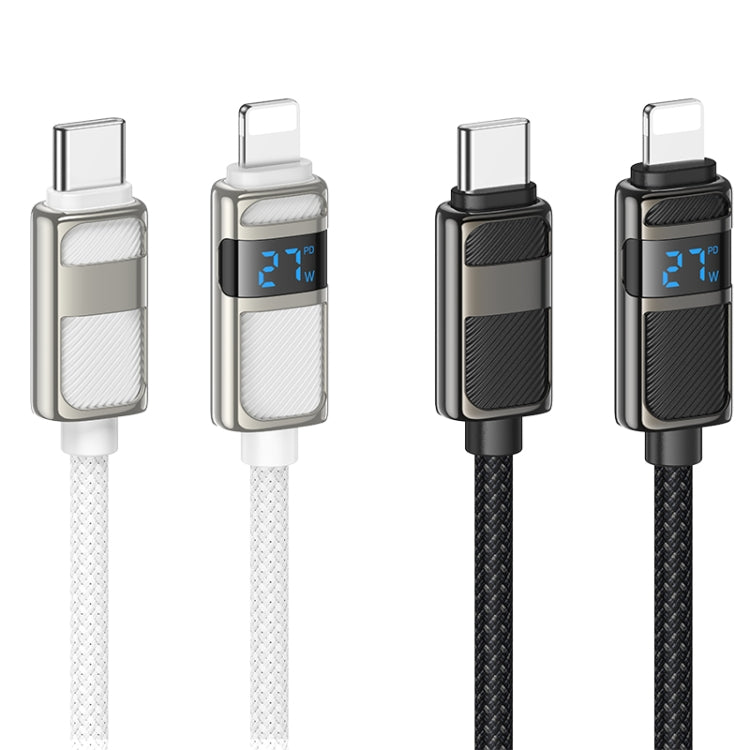 hoco U137 USB-C / Type-C to 8 Pin Line PD Charging Data Cable with Display, Length:1.2m(White) - free shipping - PMC Jewellery - Order now!