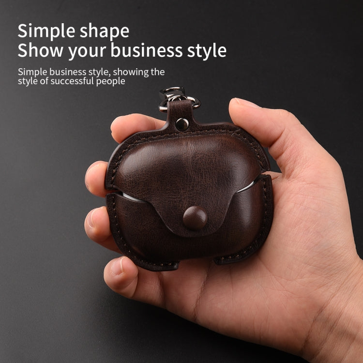 For Samsung Galaxy Buds 3 Business Leather Bluetooth Earphone Protective Case with Hook(Green) - free shipping - PMC Jewellery - Order now!
