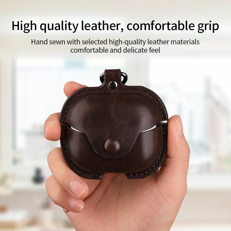 For Samsung Galaxy Buds 3 Business Leather Bluetooth Earphone Protective Case with Hook(Green) - free shipping - PMC Jewellery - Order now!