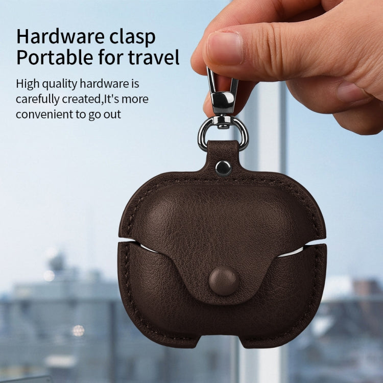 For Samsung Galaxy Buds 3 Business Leather Bluetooth Earphone Protective Case with Hook(Green) - free shipping - PMC Jewellery - Order now!