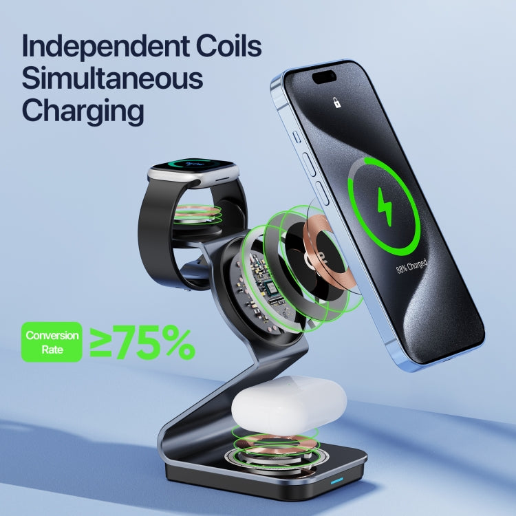 DUZZONA W21 Qi2 15W 3 in 1 Magnetic Wireless Charger Stand(Black) - free shipping - PMC Jewellery - Order now!
