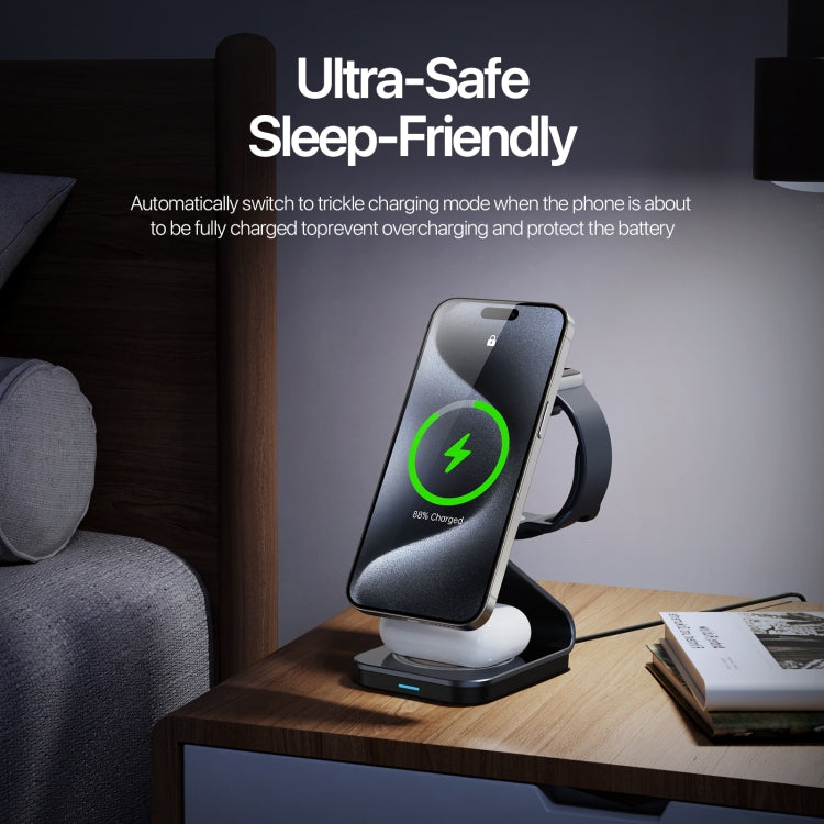 DUZZONA W21 Qi2 15W 3 in 1 Magnetic Wireless Charger Stand(Black) - free shipping - PMC Jewellery - Order now!