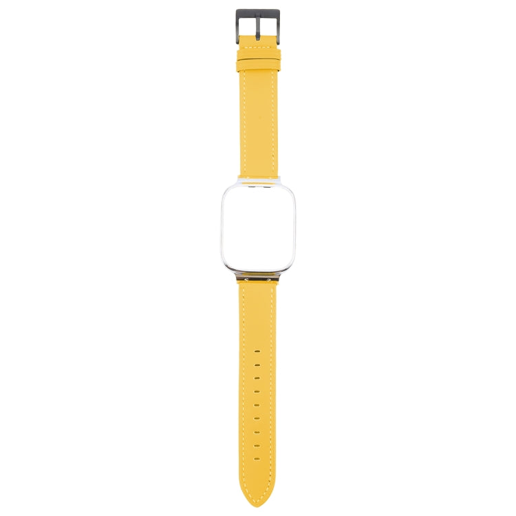 For Redmi Watch 3 Lite Metal Frame Integrated Leather Watch Band(Yellow) - Watch Bands by PMc TechLife | Online Shopping South Africa | PMc TechLife | Buy Now Pay Later Mobicred