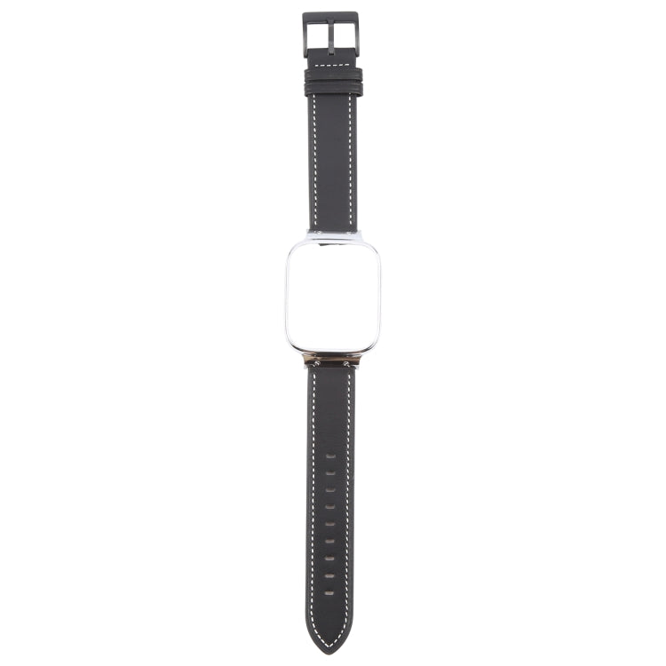 For Redmi Watch 3 Lite Metal Frame Integrated Leather Watch Band(Black) - free shipping - PMc TechLife - Order now!