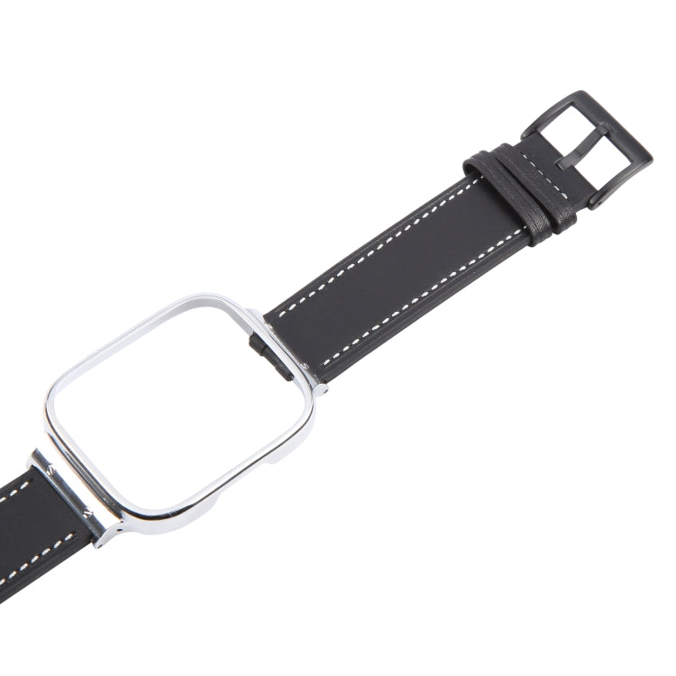 For Redmi Watch 3 Lite Metal Frame Integrated Leather Watch Band(Black) - free shipping - PMc TechLife - Order now!