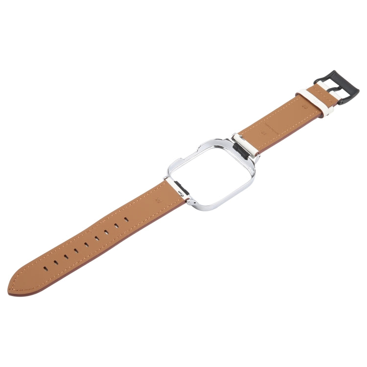 For Redmi Watch 3 Lite Metal Frame Integrated Leather Watch Band(White) - free shipping - PMc TechLife - Order now!