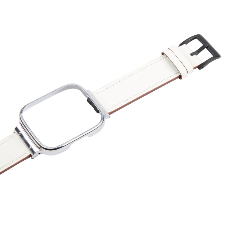 For Redmi Watch 3 Lite Metal Frame Integrated Leather Watch Band(White) - free shipping - PMc TechLife - Order now!