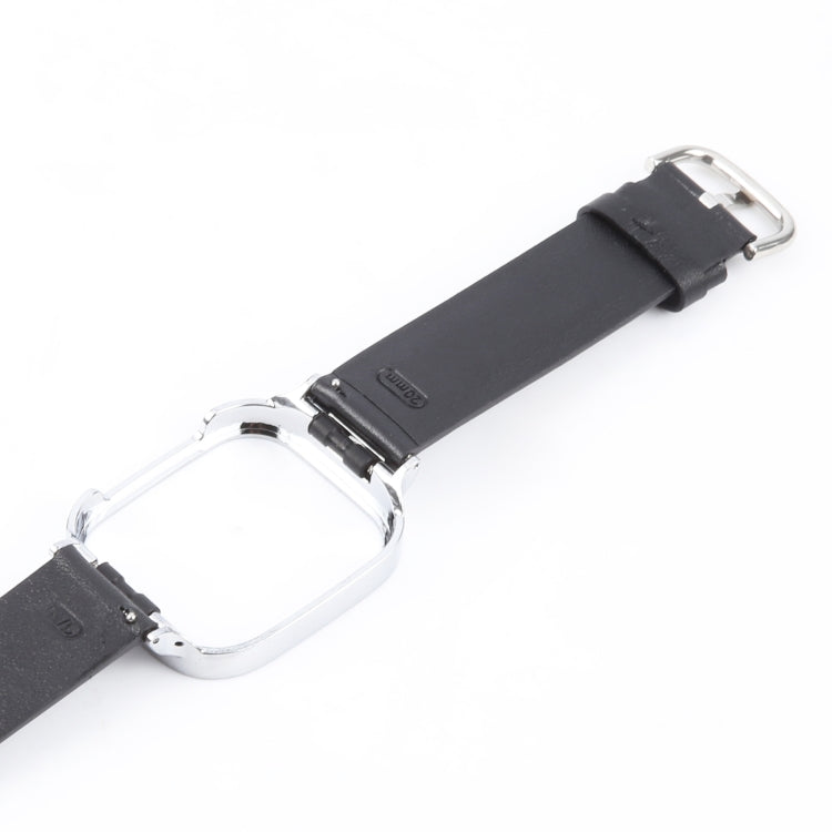 For Redmi Watch 3 Lite Metal Frame Integrated Genuine Leather Watch Band(Black) - Watch Bands by PMc TechLife | Online Shopping South Africa | PMc TechLife | Buy Now Pay Later Mobicred
