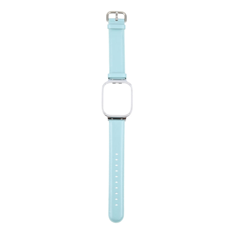 For Redmi Watch 3 Lite Metal Frame Integrated Genuine Leather Watch Band(Sky Blue) - free shipping - PMc TechLife - Order now!